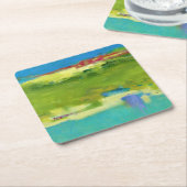 Dessous-de-verre Carré En Papier Notes de champ - Art vert Abstrait (Incliné)