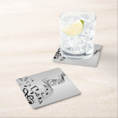 Dessous-de-verre Carré En Papier Notes musicales sur Argent (En situation)