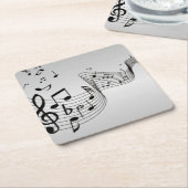 Dessous-de-verre Carré En Papier Notes musicales sur Argent (Incliné)