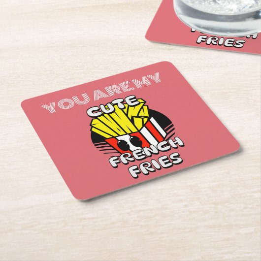 Dessous-de-verre Carré En Papier Nourriture, mignonnes frites, Fry Day personnalise (Incliné)