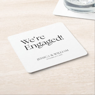 Dessous-de-verre Carré En Papier Nous sommes fiancés Fête de fiançailles minimalist
