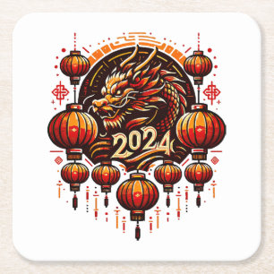 Dessous-de-verre Carré En Papier nouvel an chinois 2024