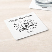 Dessous-de-verre Carré En Papier Nouvel An Réveillé (Incliné)