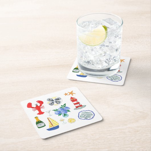 Dessous-de-verre Carré En Papier Nouvel-Angleterre - Thème (En situation)