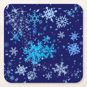 Dessous-de-verre Carré En Papier Nuit de Noël neige