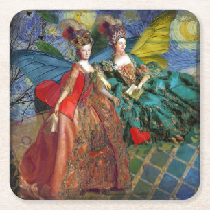 Dessous-de-verre Carré En Papier Nuit étoilée Demoiselles Rococo Ailes de Papillon