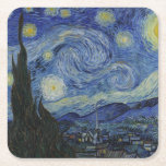 Dessous-de-verre Carré En Papier "Nuit étoilée" par Van Gogh<br><div class="desc">Ce design présente une reproduction en très haute résolution non altérée et non modifiée du célèbre tableau "Starry Night" de Van Gogh.</div>