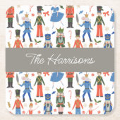 Dessous-de-verre Carré En Papier Nutcracker mignon Noël personnalisé (Devant)