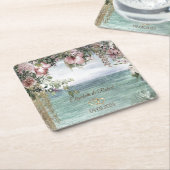Dessous-de-verre Carré En Papier Océan à fleurs chic (Incliné)