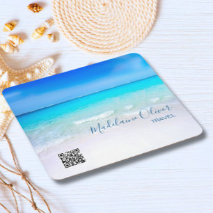 Dessous-de-verre Carré En Papier Ocean Sea QR Code agent de voyage Carré bleu