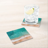 Dessous-de-verre Carré En Papier Ocean Wave, Mariage plage (En situation)