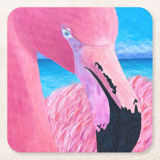 Dessous-de-verre Carré En Papier Oceania Le Flamant Rose À Grande Tête Dessous De V