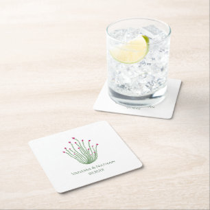 Dessous-de-verre Carré En Papier Ocotillo Cactus Mariage Fleur Rose Cocktail Heure