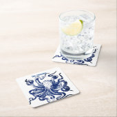 Dessous-de-verre Carré En Papier Octopus bleu (En situation)