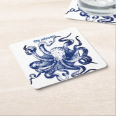 Dessous-de-verre Carré En Papier Octopus bleu (Incliné)