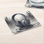 Dessous-de-verre Carré En Papier Odeur musicale pour écouteurs (Incliné)