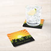 Dessous-de-verre Carré En Papier Oeuf de peinture de lapin de Pâques mignon (En situation)