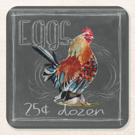 Dessous-de-verre Carré En Papier Oeufs de coq sur le tableau (Devant)