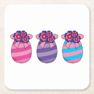 Dessous-de-verre Carré En Papier Oeufs de Pâques aux fleurs et au ruban