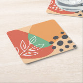 Dessous-de-verre Carré En Papier OEuvre abstraite Boho (Incliné)