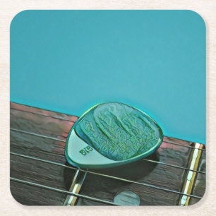 Dessous-de-verre Carré En Papier OEuvre de guitare rétro vintage pour guitariste