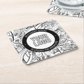 Dessous-de-verre Carré En Papier OEuvre de ligne moderne et votre logo avec texte m (Incliné)