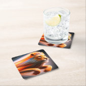 Dessous-de-verre Carré En Papier OEuvre de Lion (En situation)