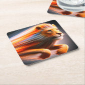 Dessous-de-verre Carré En Papier OEuvre de Lion (Incliné)