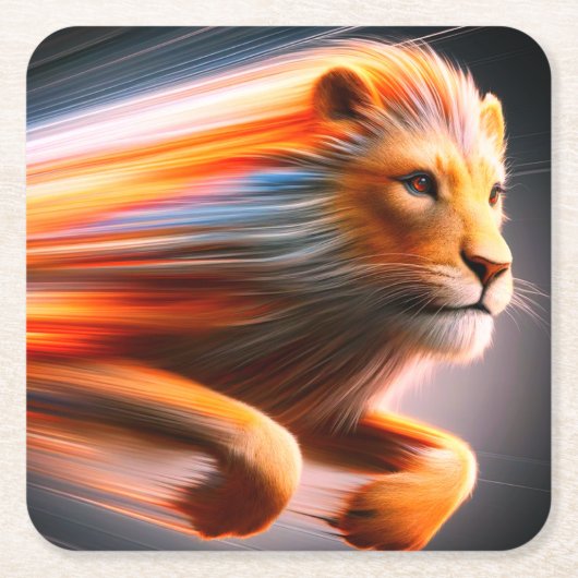 Dessous-de-verre Carré En Papier OEuvre de Lion (Devant)