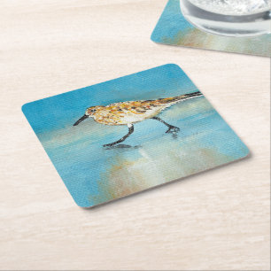 Dessous-de-verre Carré En Papier Oeuvre d'Oiseau de rivage