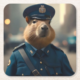 Dessous-de-verre Carré En Papier Officier Capybara : Maintien de la paix,