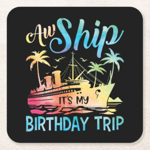 Dessous-de-verre Carré En Papier Oh mon bateau c'est mon voyage d'anniversaire