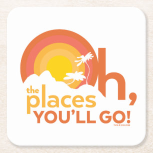 Dessous-de-verre Carré En Papier Oh, The Places You'll Go! Typographie de Paysage