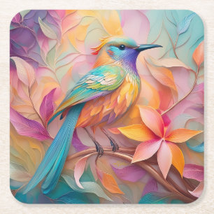 Dessous-de-verre Carré En Papier Oiseau Chanson Violet Gorge Fantastique