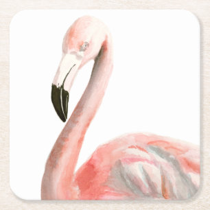 Dessous-de-verre Carré En Papier Oiseau de Flamant rose tropical