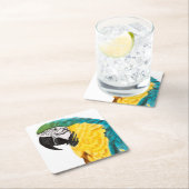 Dessous-de-verre Carré En Papier Oiseau de perroquet tropical (En situation)