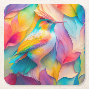 Dessous-de-verre Carré En Papier Oiseau en soie de fantaisie