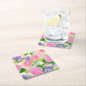 Dessous-de-verre Carré En Papier Oiseau et fleurs (En situation)