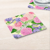 Dessous-de-verre Carré En Papier Oiseau et fleurs (Incliné)