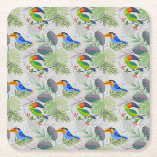 Dessous-de-verre Carré En Papier Oiseau Toucan mignon, Motif de tous les jours, Aqu