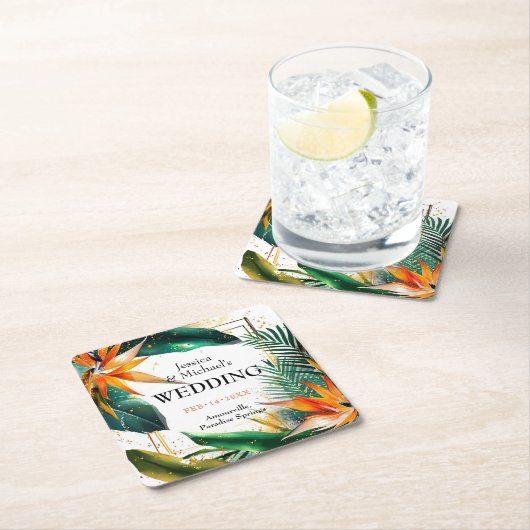 Dessous-de-verre Carré En Papier Oiseaux de Paradise Bliss (En situation)