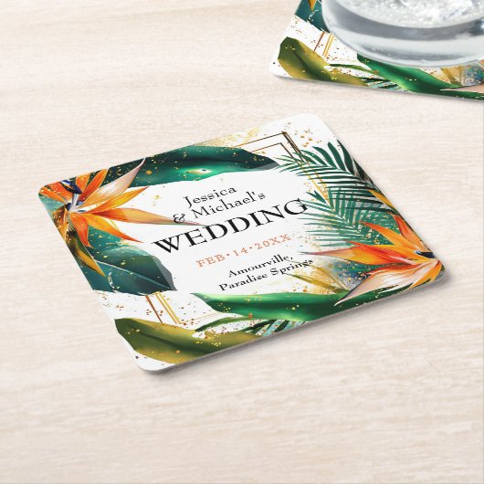 Dessous-de-verre Carré En Papier Oiseaux de Paradise Bliss (Incliné)