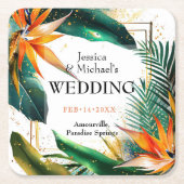 Dessous-de-verre Carré En Papier Oiseaux de Paradise Bliss (Devant)