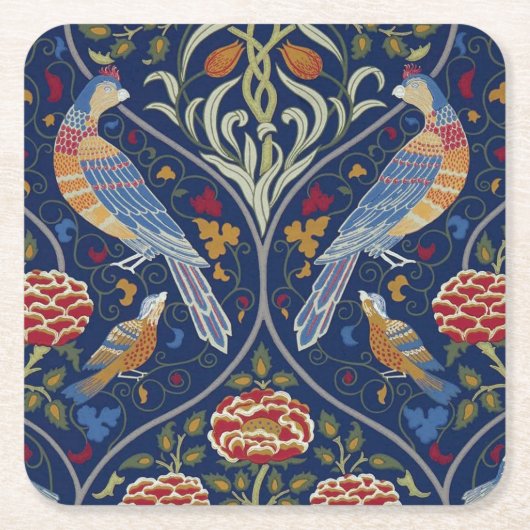 Dessous-de-verre Carré En Papier Oiseaux et fleurs, William Morris (Devant)