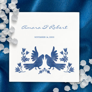 DESSOUS-DE-VERRE CARRÉ EN PAPIER OISEAUX OTOMI DE COULEUR D'EAU