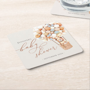 Dessous-de-verre Carré En Papier On Peut Attendre ! Baby shower Carré papier côte