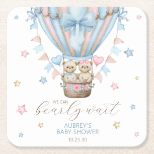 Dessous-de-verre Carré En Papier On peut attendre un garçon fille Baby shower jumea