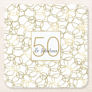 Dessous-de-verre Carré En Papier Or Blanc Glamour Cercles Stylés 50 et Fabuleux