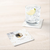 Dessous-de-verre Carré En Papier Or céleste Soleil, Lune, Étoiles Fleurs (En situation)