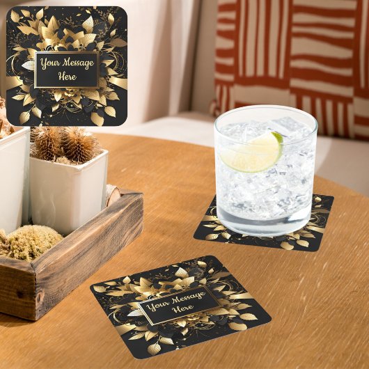 Dessous-de-verre Carré En Papier Or élégant personnalisé